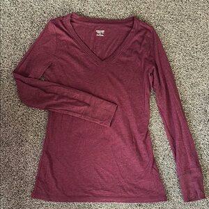 Mossimo Supply Co Red Fitted Long Sleeve T-Shirt